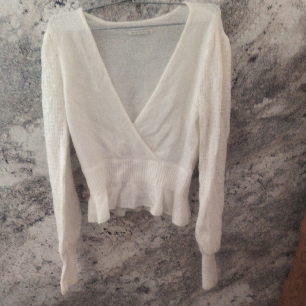 Urban Outfitters White V-Neck Sweater